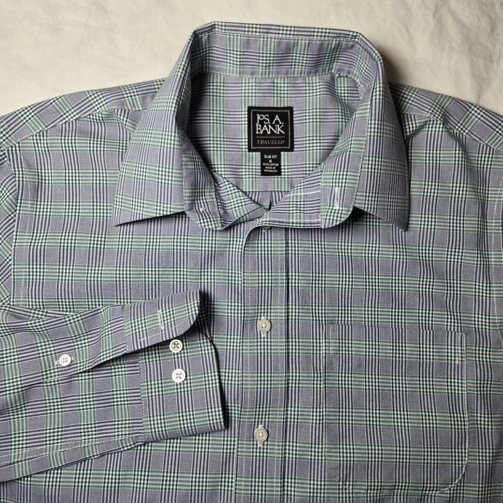 Jos‎ A Bank Traveler Shirt Long Sleeve Button Down Slim Fit Size Medium